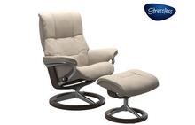 Mayfair Small Stressless Recliner and Ottoman with Signature Base in Fog