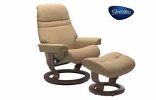 Sunrise Small Stressless Chair and Otto in Paloma Sand